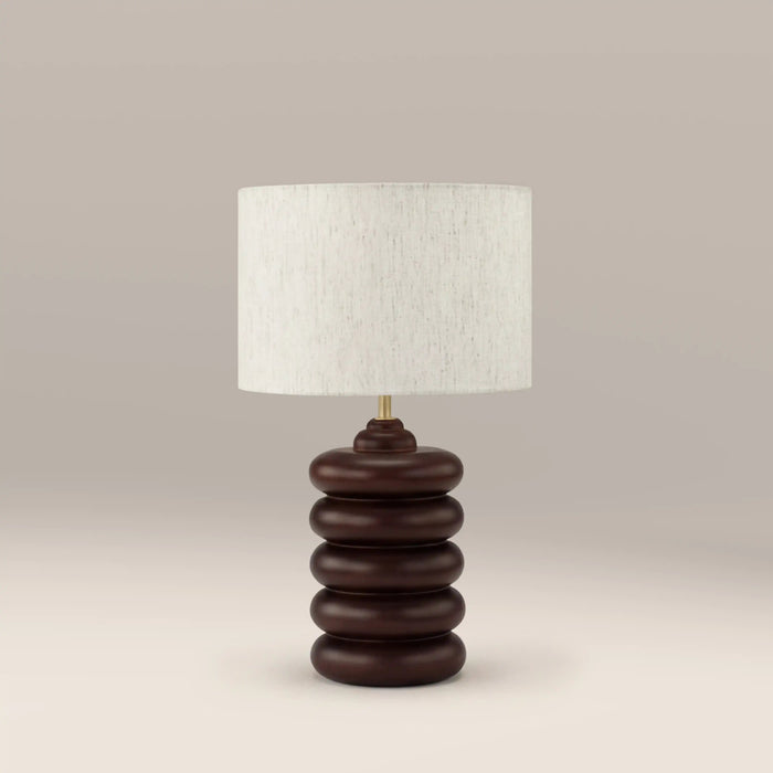 Elodie Table Lamp Natural Linen & Walnut
