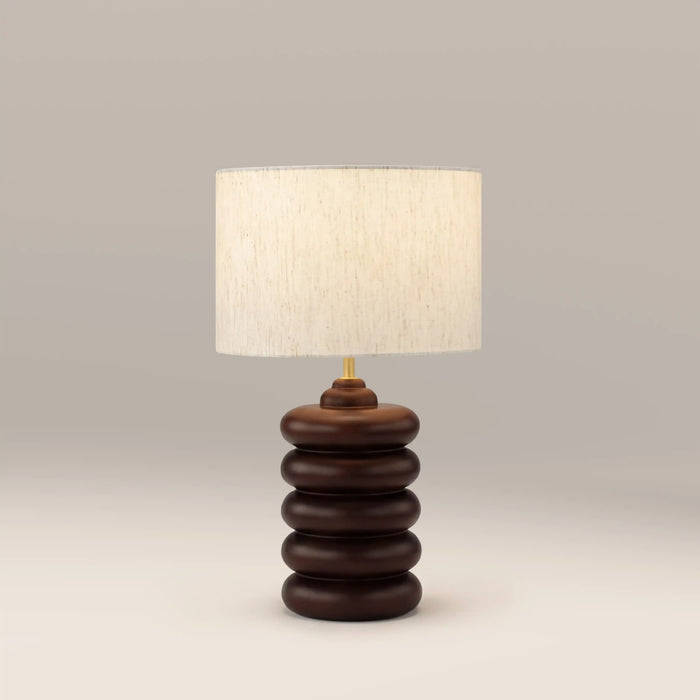 Elodie Table Lamp Natural Linen & Walnut
