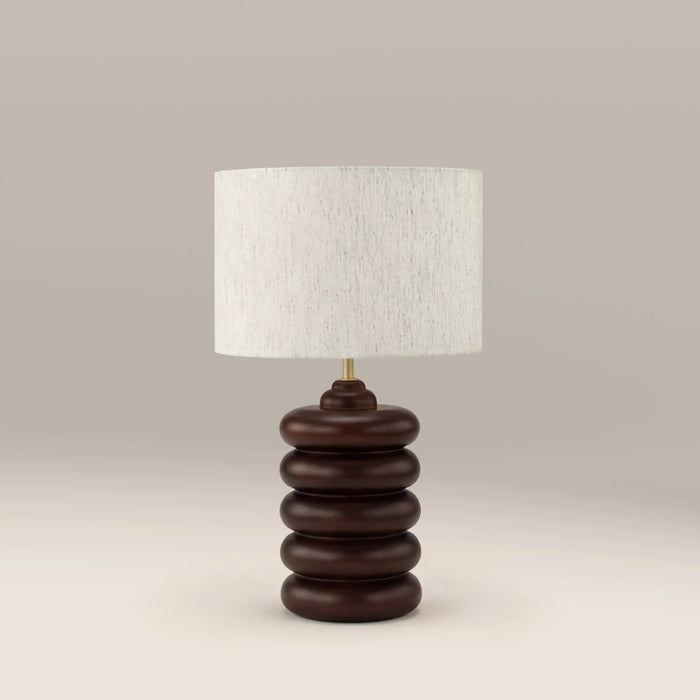 Elodie Table Lamp Natural Linen & Walnut
