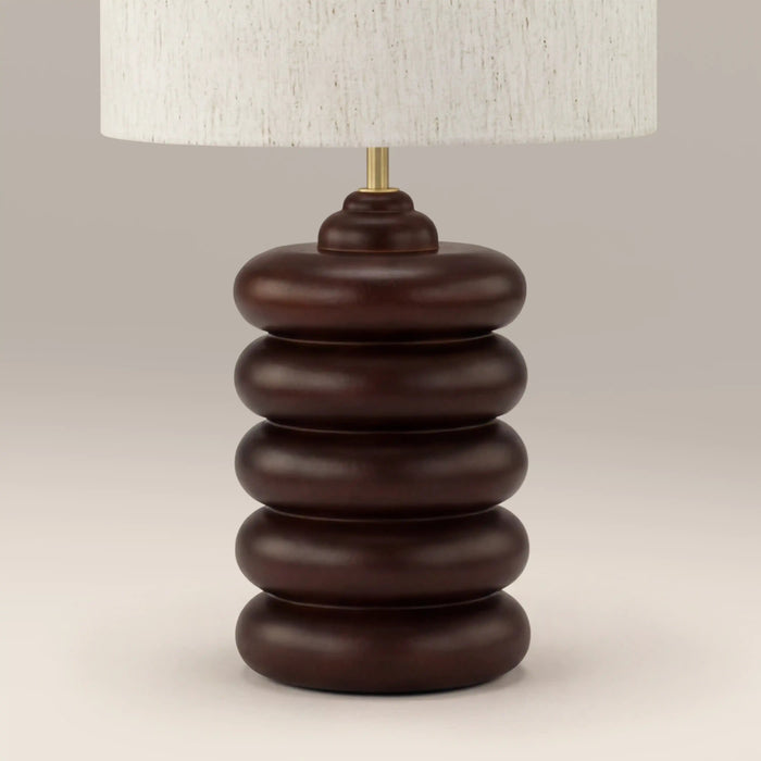 Elodie Table Lamp Natural Linen & Walnut