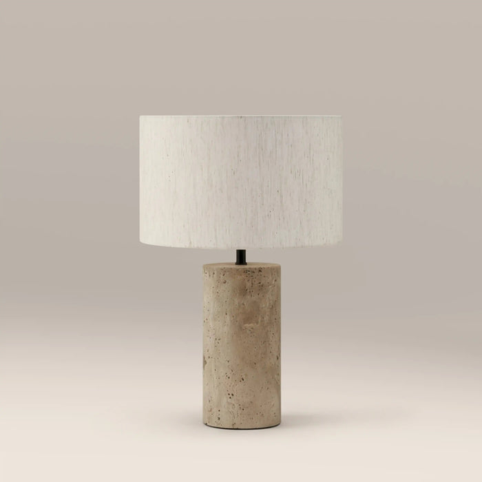 Emberlyn Table Lamp Natural Linen & Natural Travertine