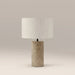 Emberlyn Table Lamp | Natural Linen & Natural Travertine