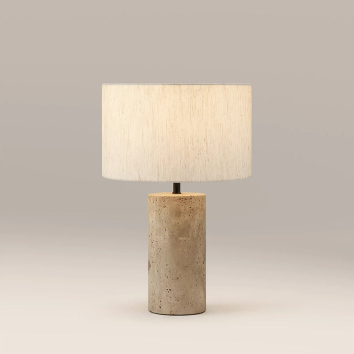 Emberlyn Table Lamp Natural Linen & Natural Travertine