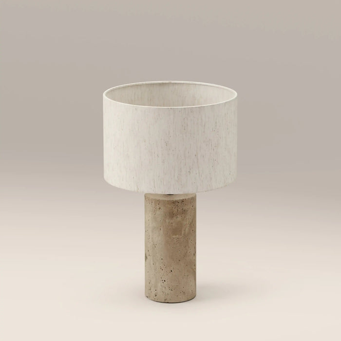Emberlyn Table Lamp Natural Linen & Natural Travertine
