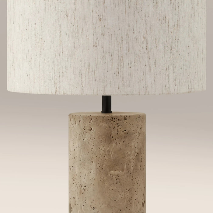 Emberlyn Table Lamp Natural Linen & Natural Travertine