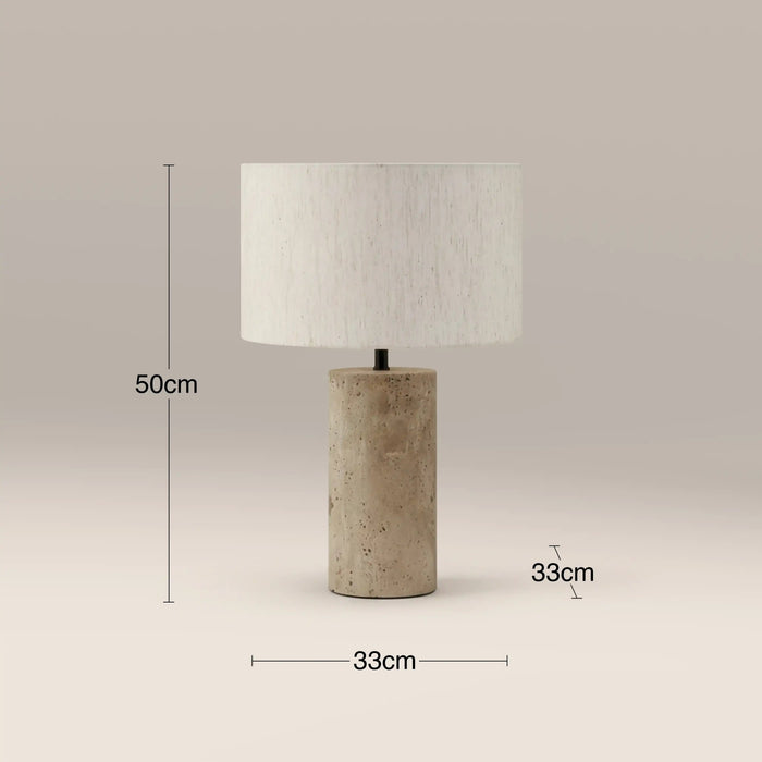 Emberlyn Table Lamp Natural Linen & Natural Travertine