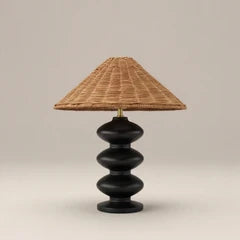 Reagan Table Lamp | Natural Rattan & Black