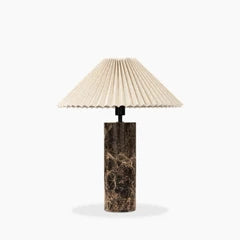Danika Table Lamp | Natural Linen & Brown Marble