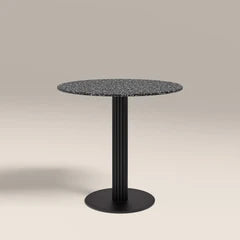 Rafferty 2 Seat Round Cafe Table | Black Marble Effect Terrazzo