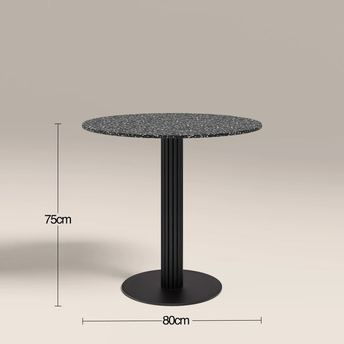 Rafferty 2 Seat Round Cafe Table Black Marble Effect Terrazzo