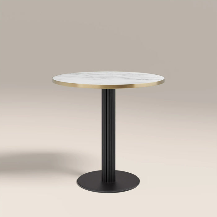 Rafferty 2 Seat Round Cafe Table White Marble Effect & Black