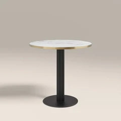 Rafferty 2 Seat Round Cafe Table | White Marble Effect & Black