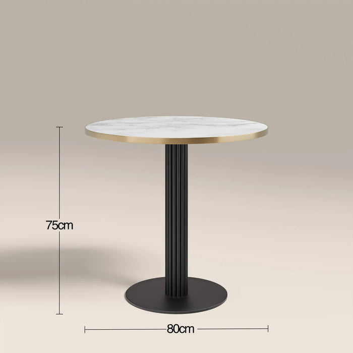 Rafferty 2 Seat Round Cafe Table White Marble Effect & Black