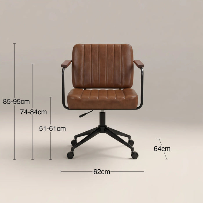 Mason Office Chair Vintage Tan Faux Leather & Black
