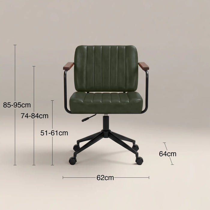 Mason Office Chair Vintage Green Faux Leather & Black