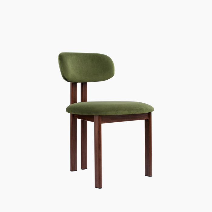 Finnley & Arbor 4 Seat Dining Set Walnut & Olive Green Sustainable Velvet