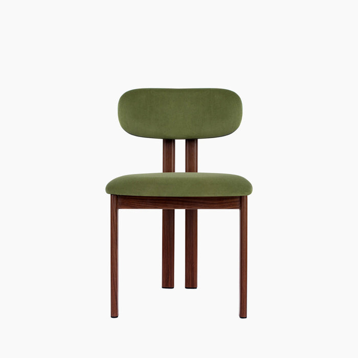 Finnley & Arbor 4 Seat Dining Set Walnut & Olive Green Sustainable Velvet