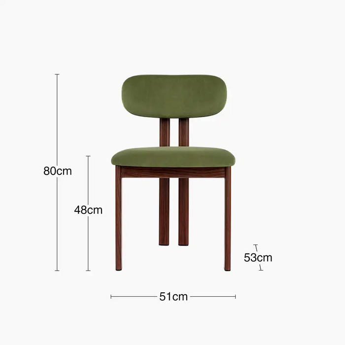 Finnley & Arbor 4 Seat Dining Set Walnut & Olive Green Sustainable Velvet