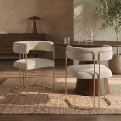 Juliana Carver Dining Chair | Speckled Stone Sustainable Boucle & Brass