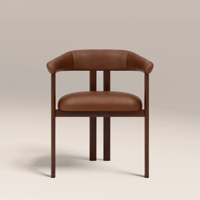 Arbor Carver Dining Chair | Vintage Tan Faux Leather & Walnut