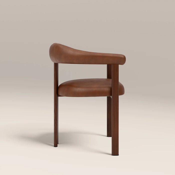 Arbor Carver Dining Chair | Vintage Tan Faux Leather & Walnut