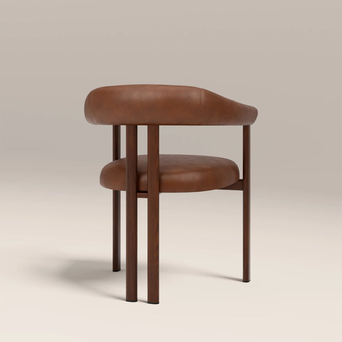 Arbor Carver Dining Chair | Vintage Tan Faux Leather & Walnut