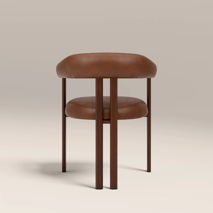 Arbor Carver Dining Chair | Vintage Tan Faux Leather & Walnut