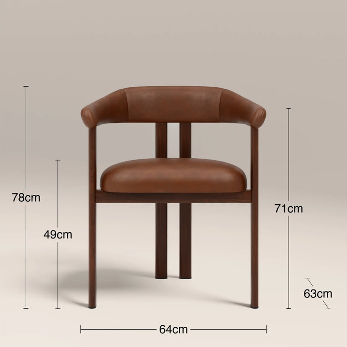 Arbor Carver Dining Chair | Vintage Tan Faux Leather & Walnut