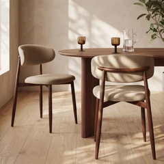 Halston Dining Chair | Latte Sustainable Fabric & Walnut