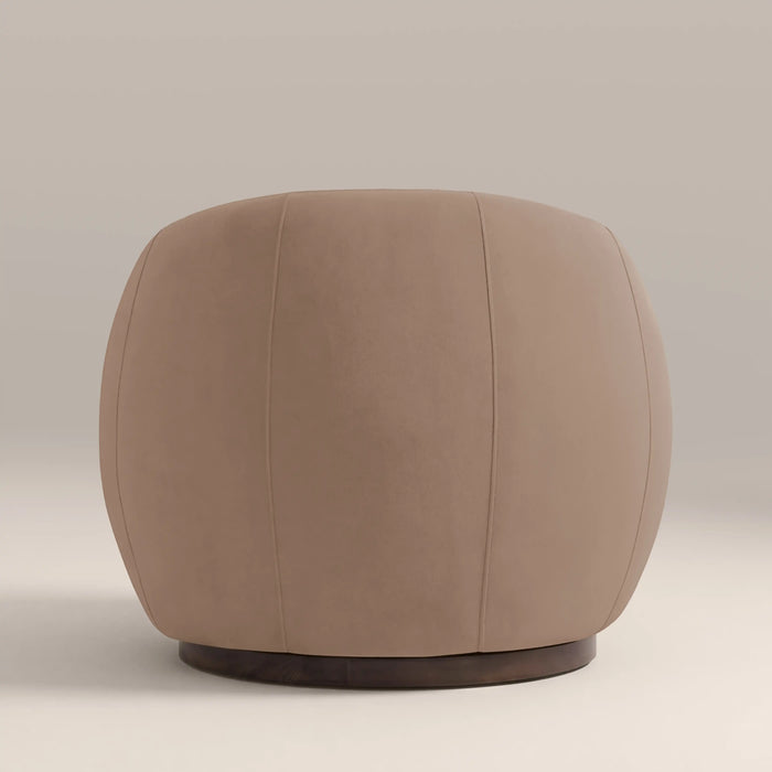 Emile Swivel Armchair | Taupe Sustainable Velvet & Walnut