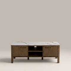 Southampton 2 Door TV Stand | Ecru Ceramic & Smoked Walnut