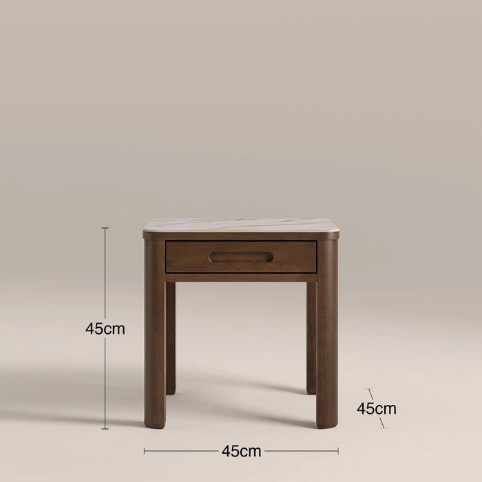 Southampton 1 Drawer Square Bedside Table Ecru Ceramic & Smoked Walnut