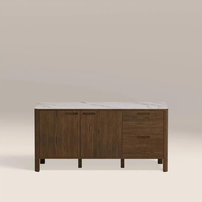 Southampton 2 Door Sideboard Ecru Ceramic & Smoked Walnut
