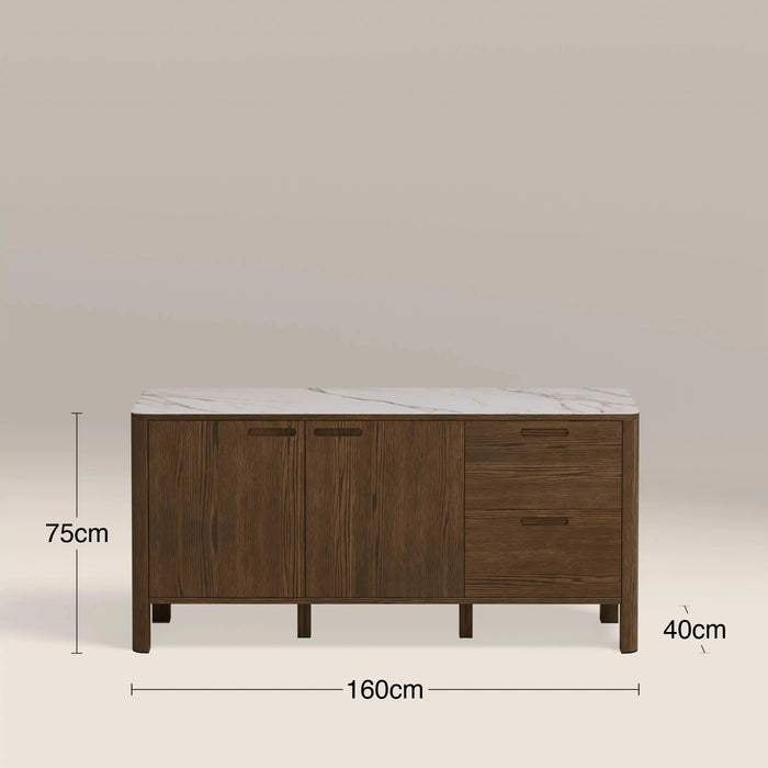 Southampton 2 Door Sideboard Ecru Ceramic & Smoked Walnut