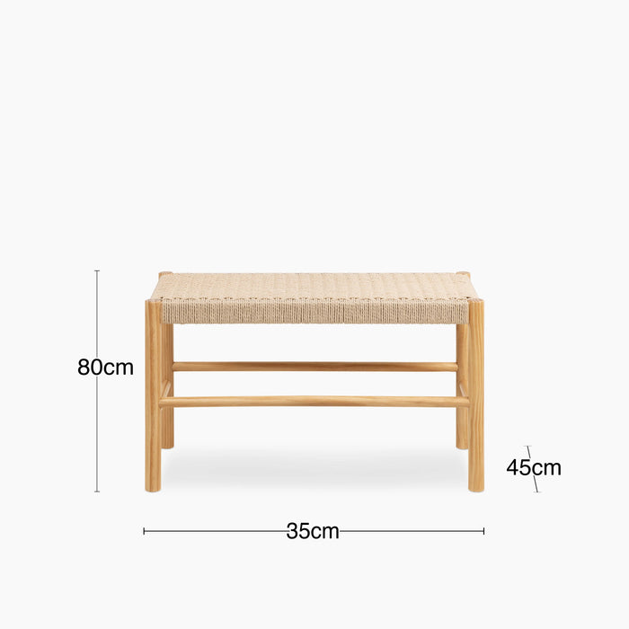 Alvin 2 Seater Bench Natural Weave & Oak