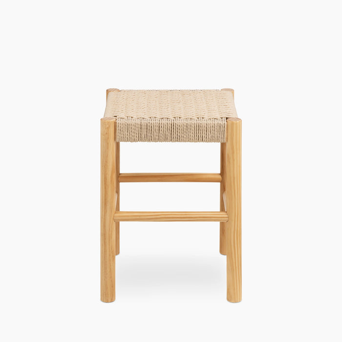Alvin Wooden Low Stool Natural Weave & Oak
