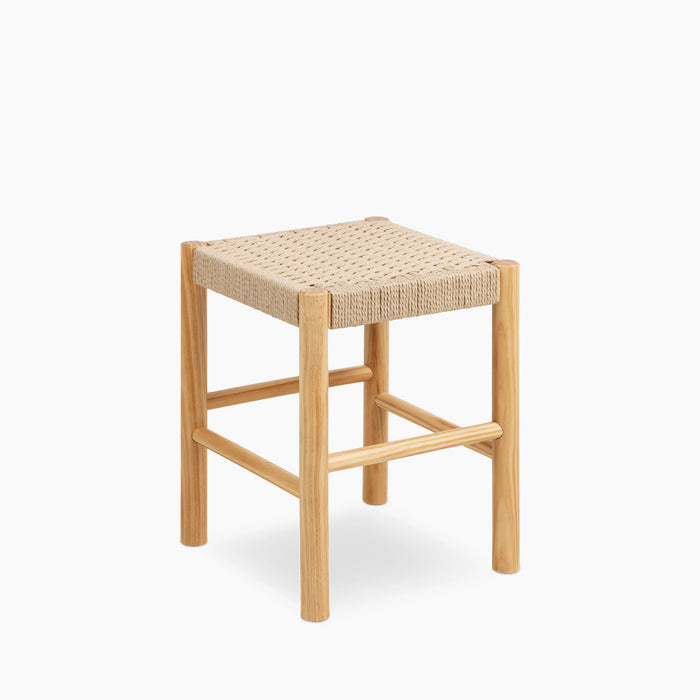 Alvin Wooden Low Stool Natural Weave & Oak