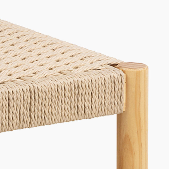 Alvin Wooden Low Stool Natural Weave & Oak