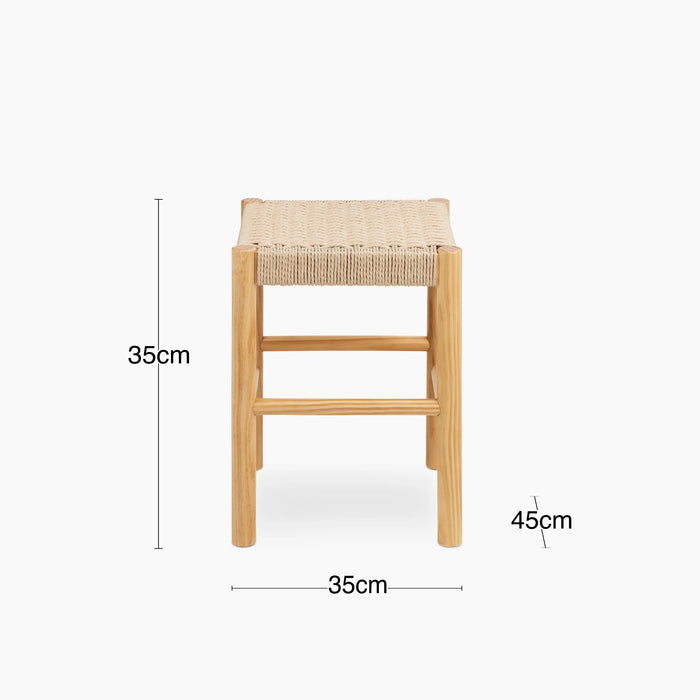 Alvin Wooden Low Stool Natural Weave & Oak