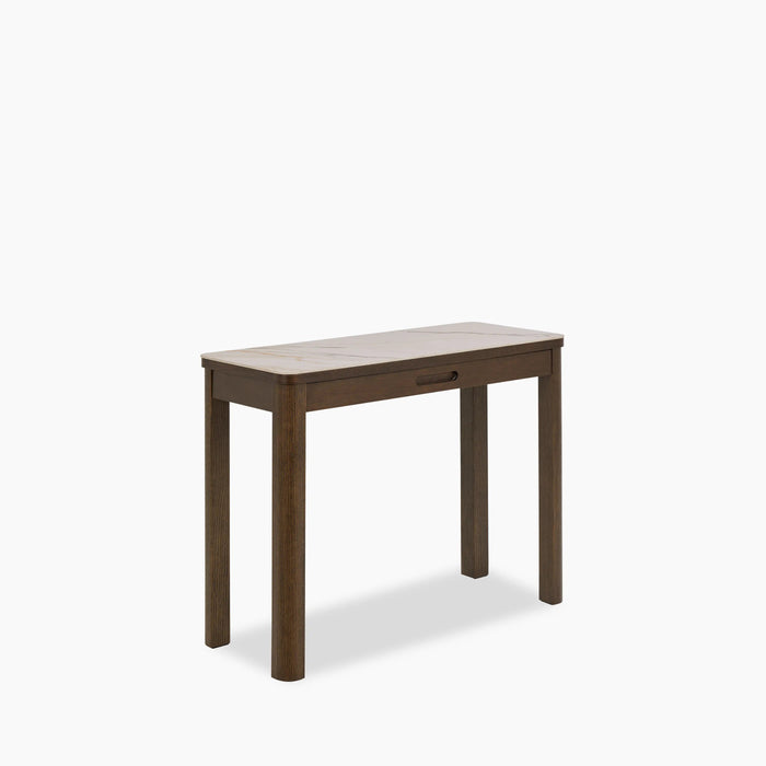 Southampton 1 Drawer Console Table Ecru Ceramic & Smoked Walnut