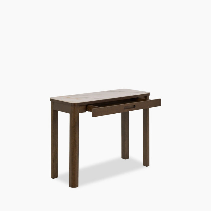 Southampton 1 Drawer Console Table Ecru Ceramic & Smoked Walnut
