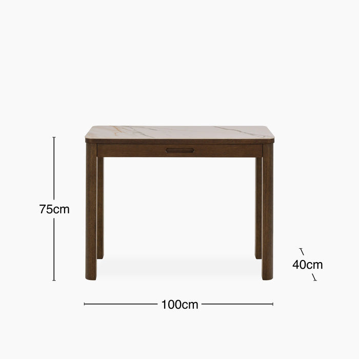 Southampton 1 Drawer Console Table Ecru Ceramic & Smoked Walnut