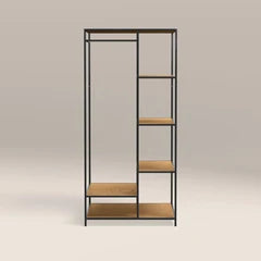 Seaford Open Wardrobe | Black & Oak