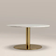 Corby Round Coffee Table | White Marble & Brass