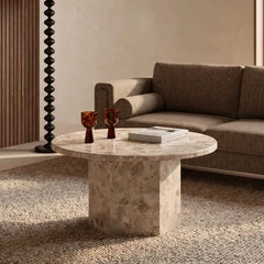 Naxos Round Coffee Table | Latte Marble