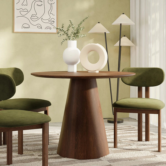 Finnley & Arbor 4 Seat Dining Set Walnut & Olive Green Sustainable Velvet