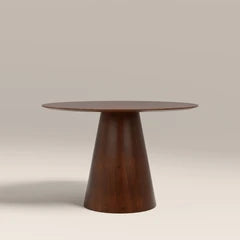 Finnley Large 4 Seat Round Wooden Dining Table | Walnut