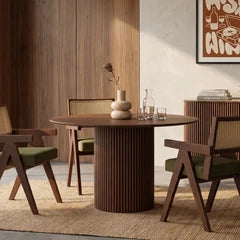 Marcel 4 Seat Round Wooden Dining Table | Walnut