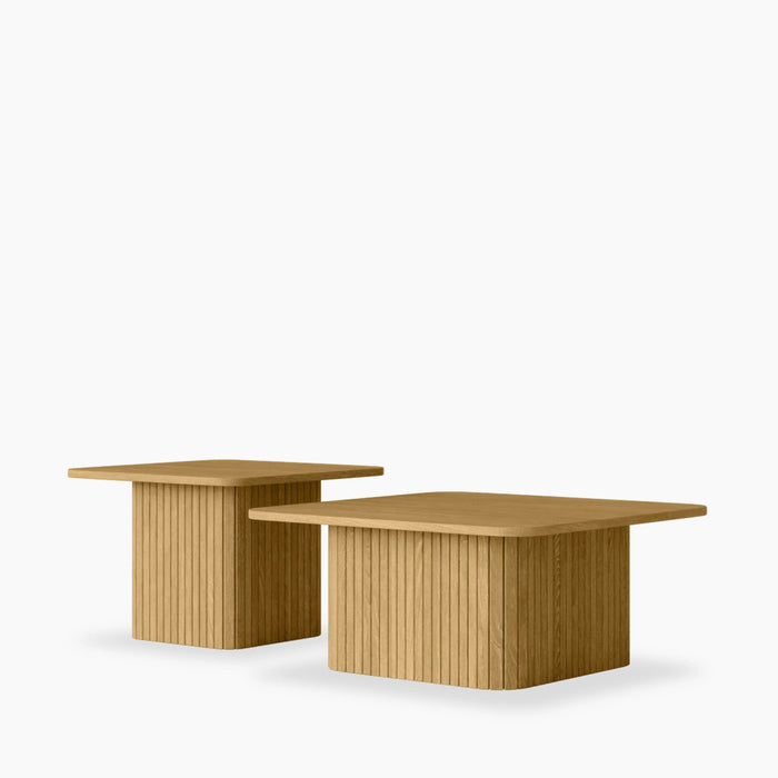 Emery Set of 2 Square Wooden Coffee Tables Oak