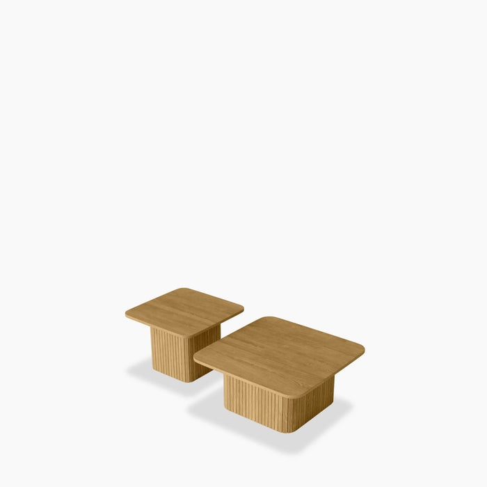 Emery Set of 2 Square Wooden Coffee Tables Oak